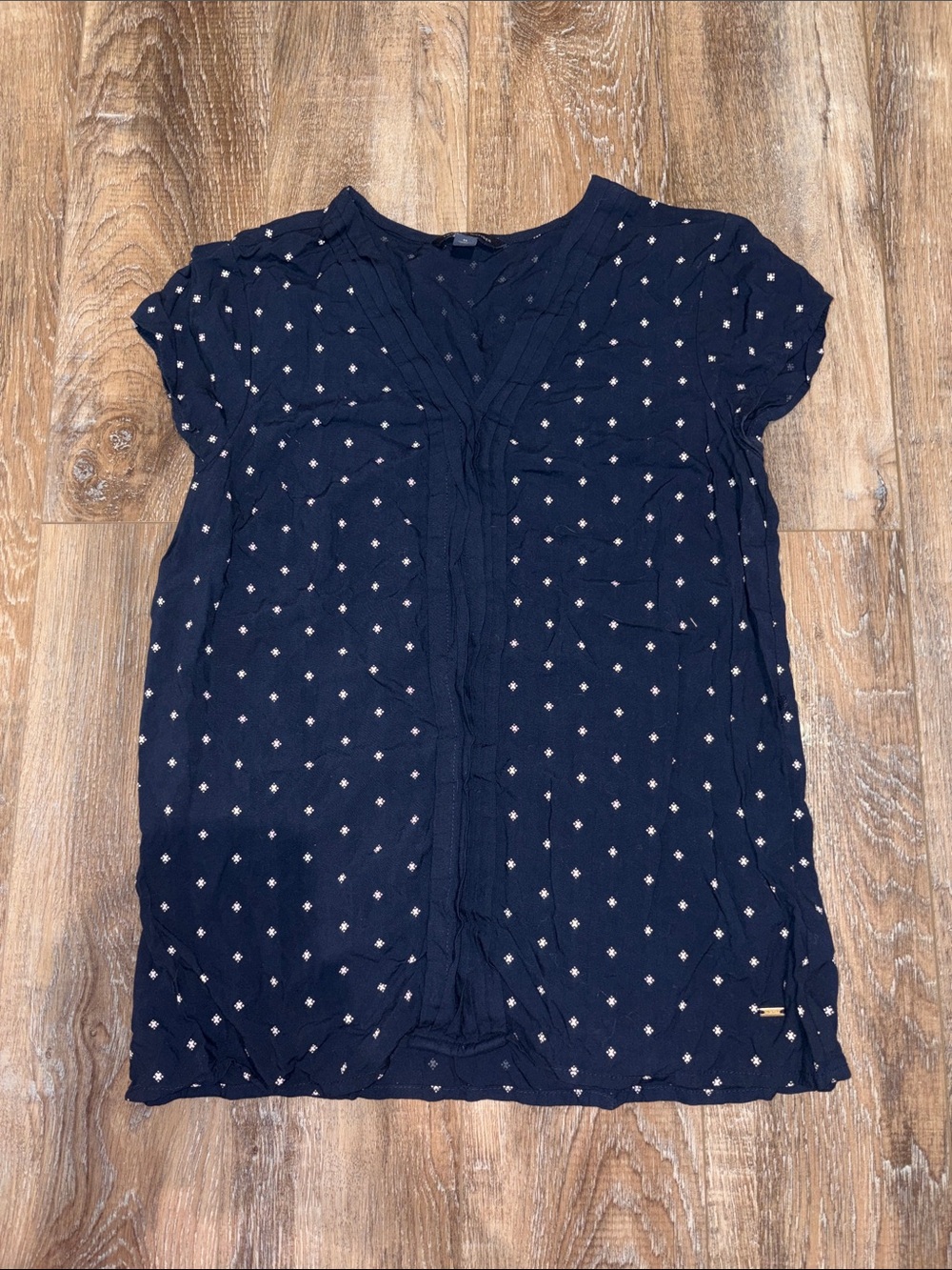 Tommy Hilfiger Navy Blouse with Cream Dot Print